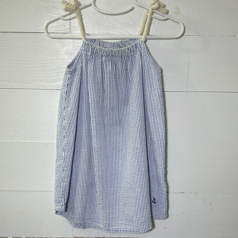 H&M L.OG.G. Blue & White Seersucker Rope Strap Sundress